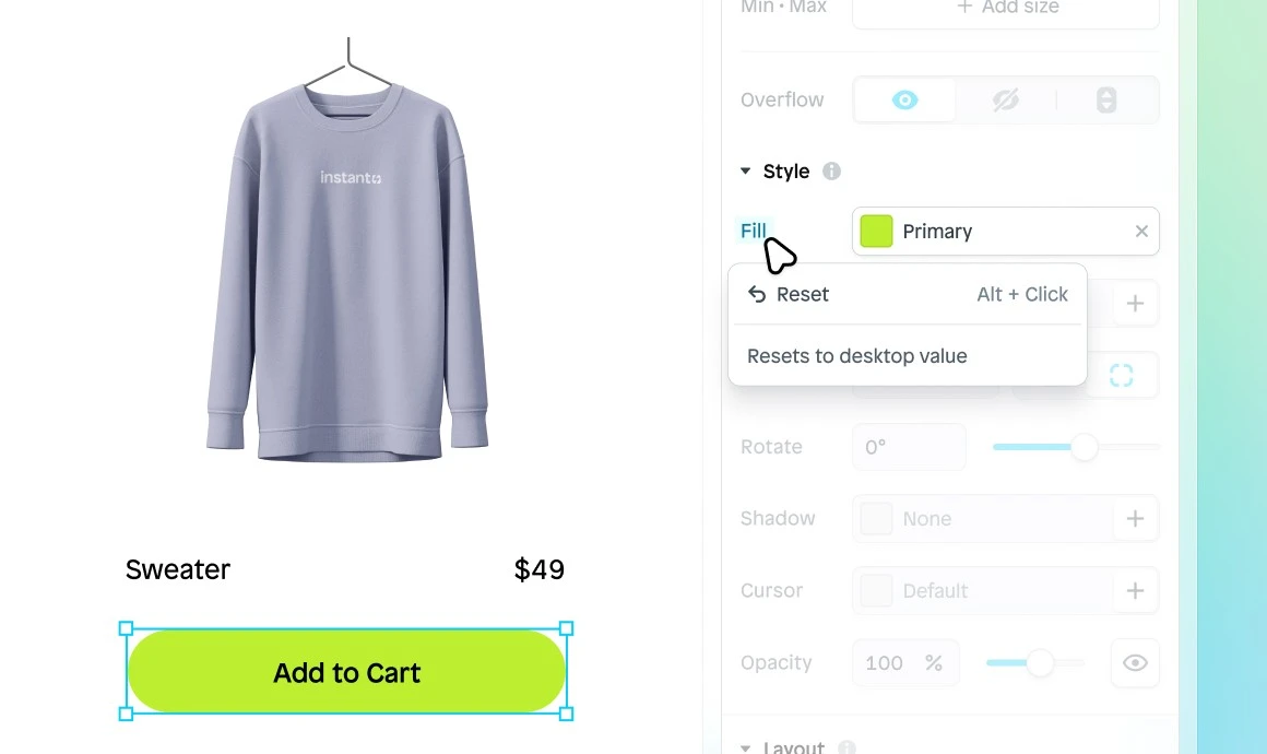 Responsive editing — product screenshot