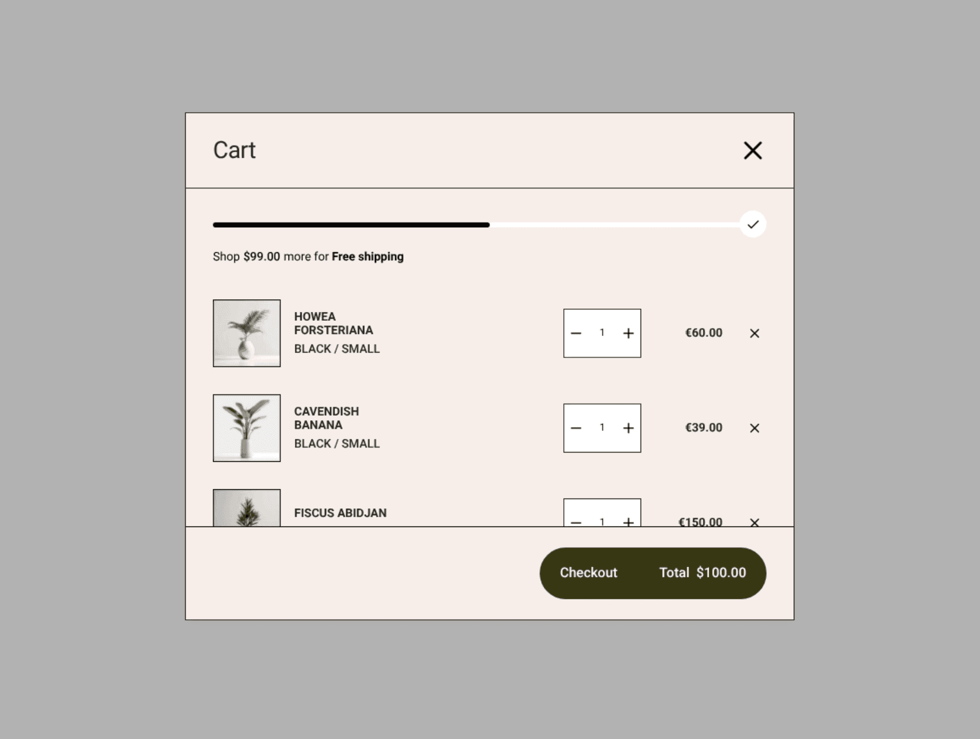 cart drawer pop-up example