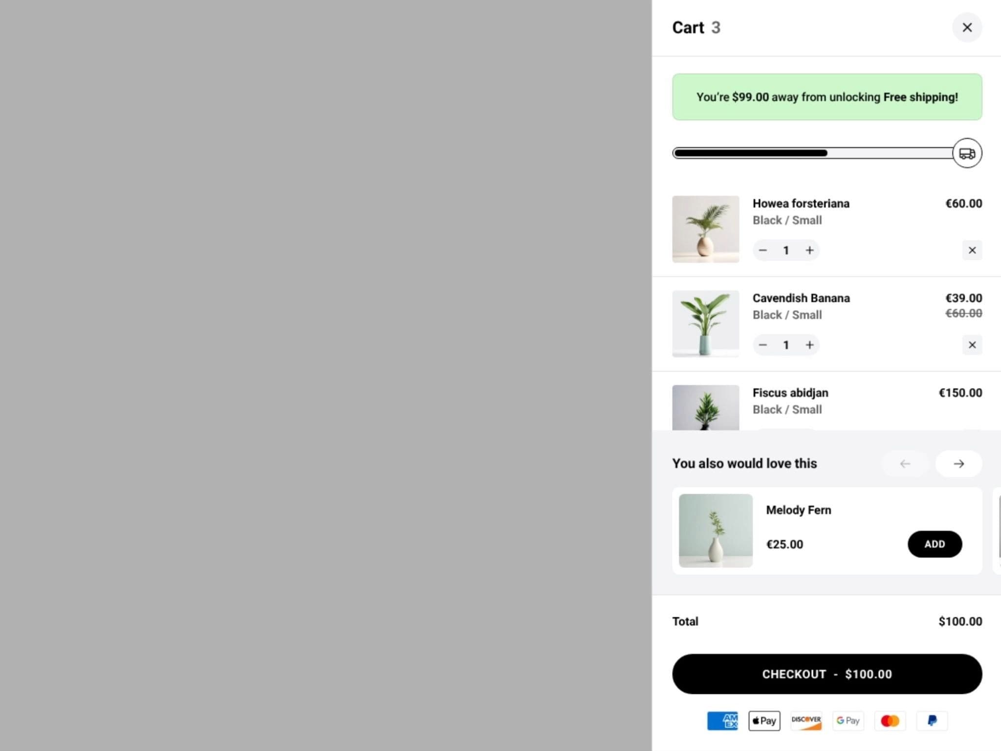 cart upsell example