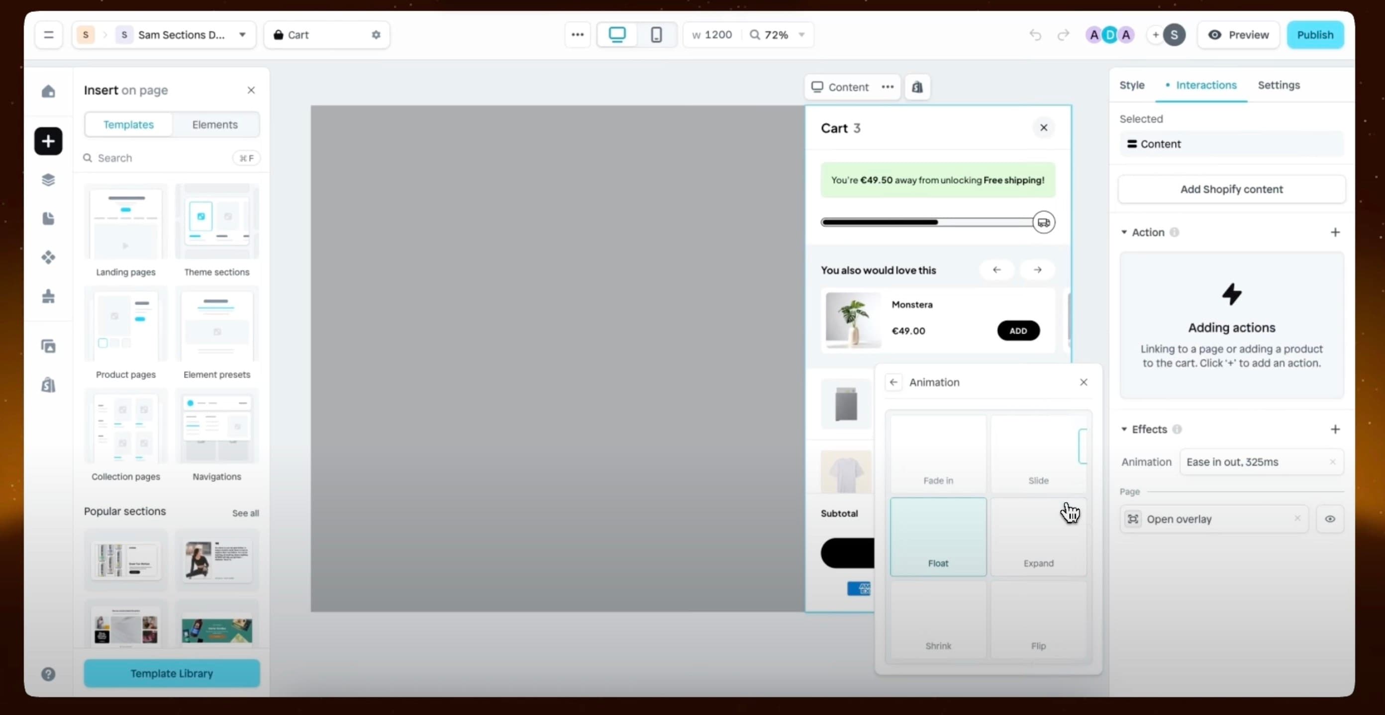 edit animations for cart drawer