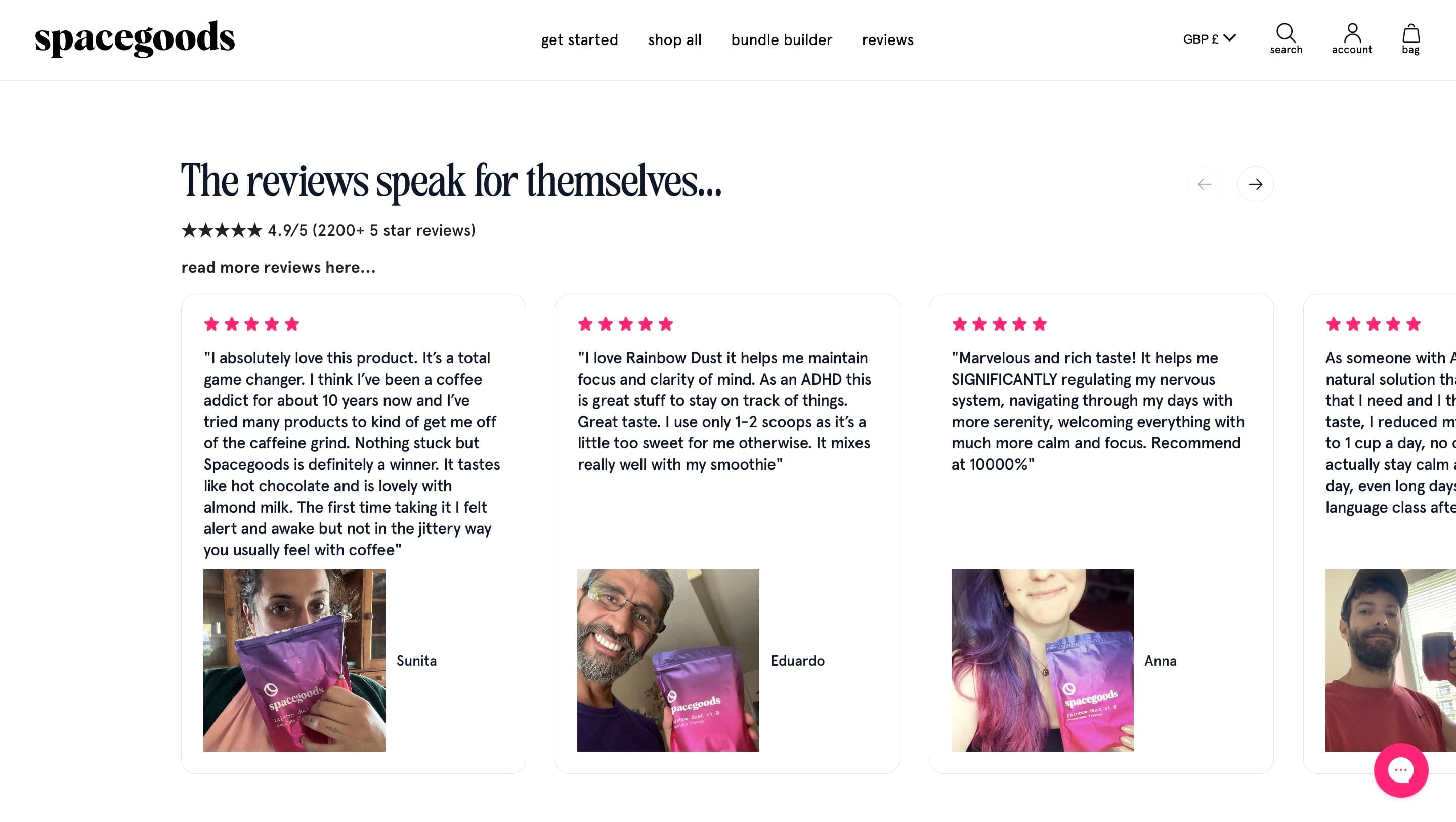reviews section spacegoods