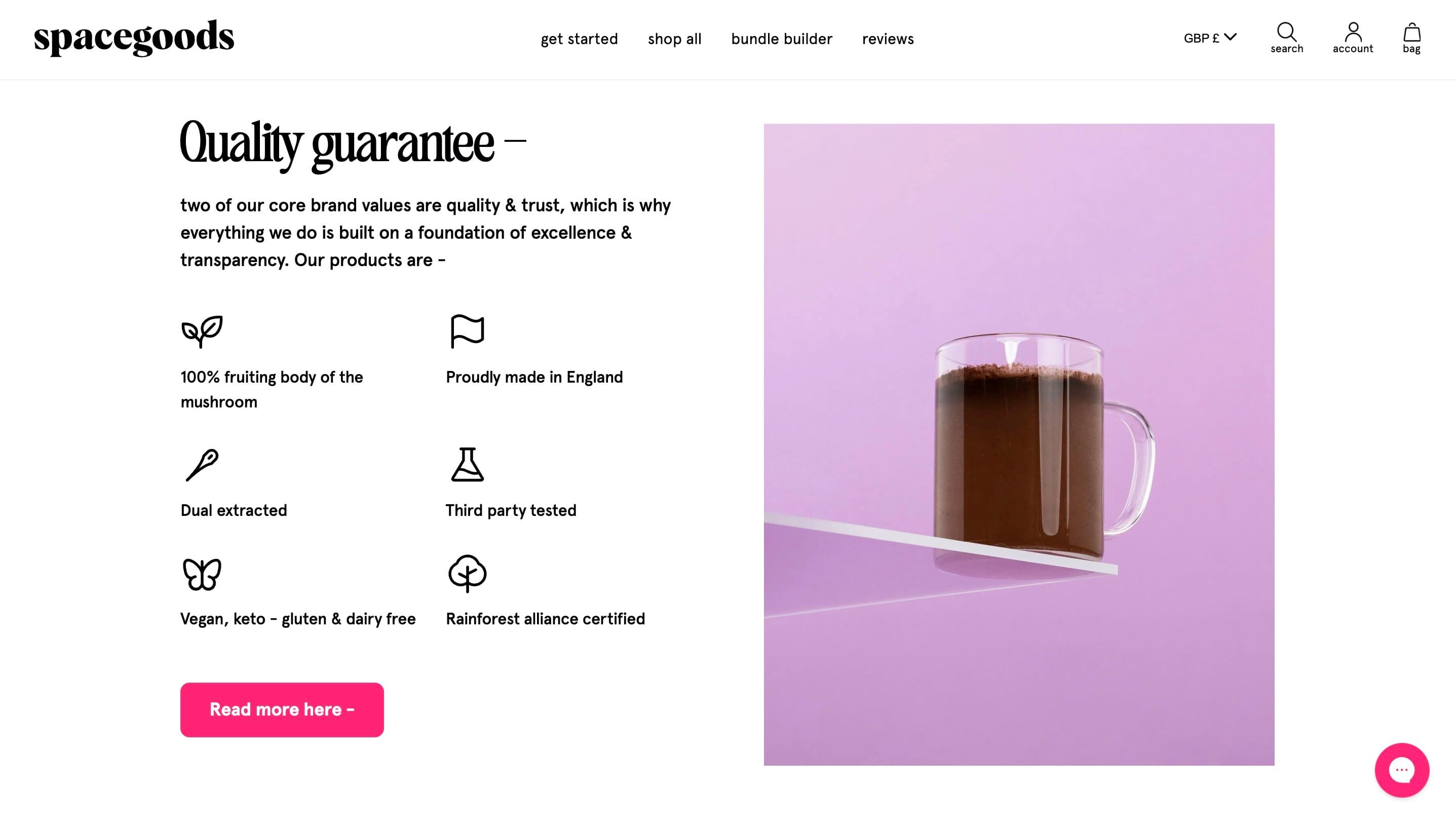 spacegoods quality guarantee section