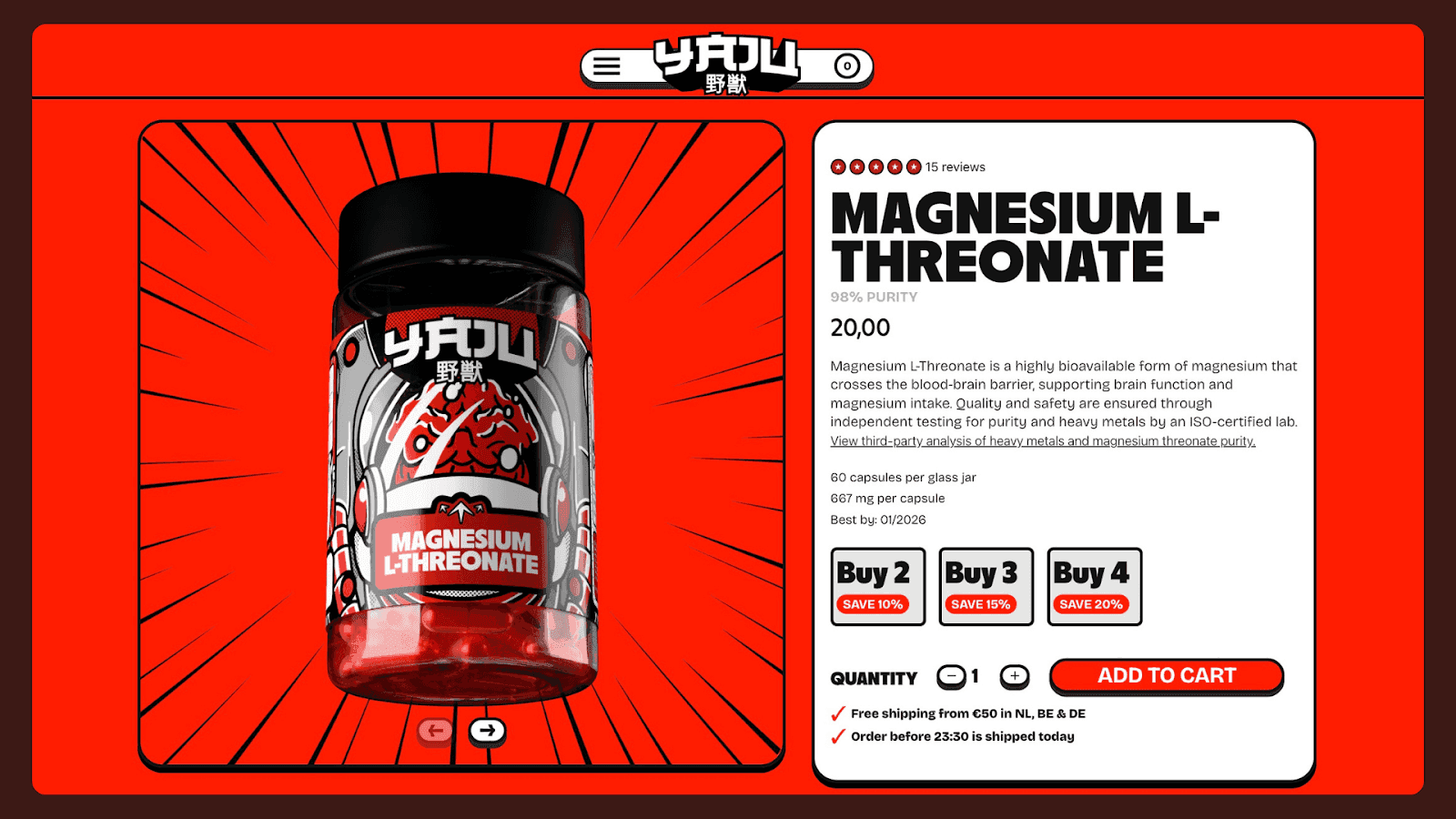 Shopify buy box screenshot from YAJU PDP template