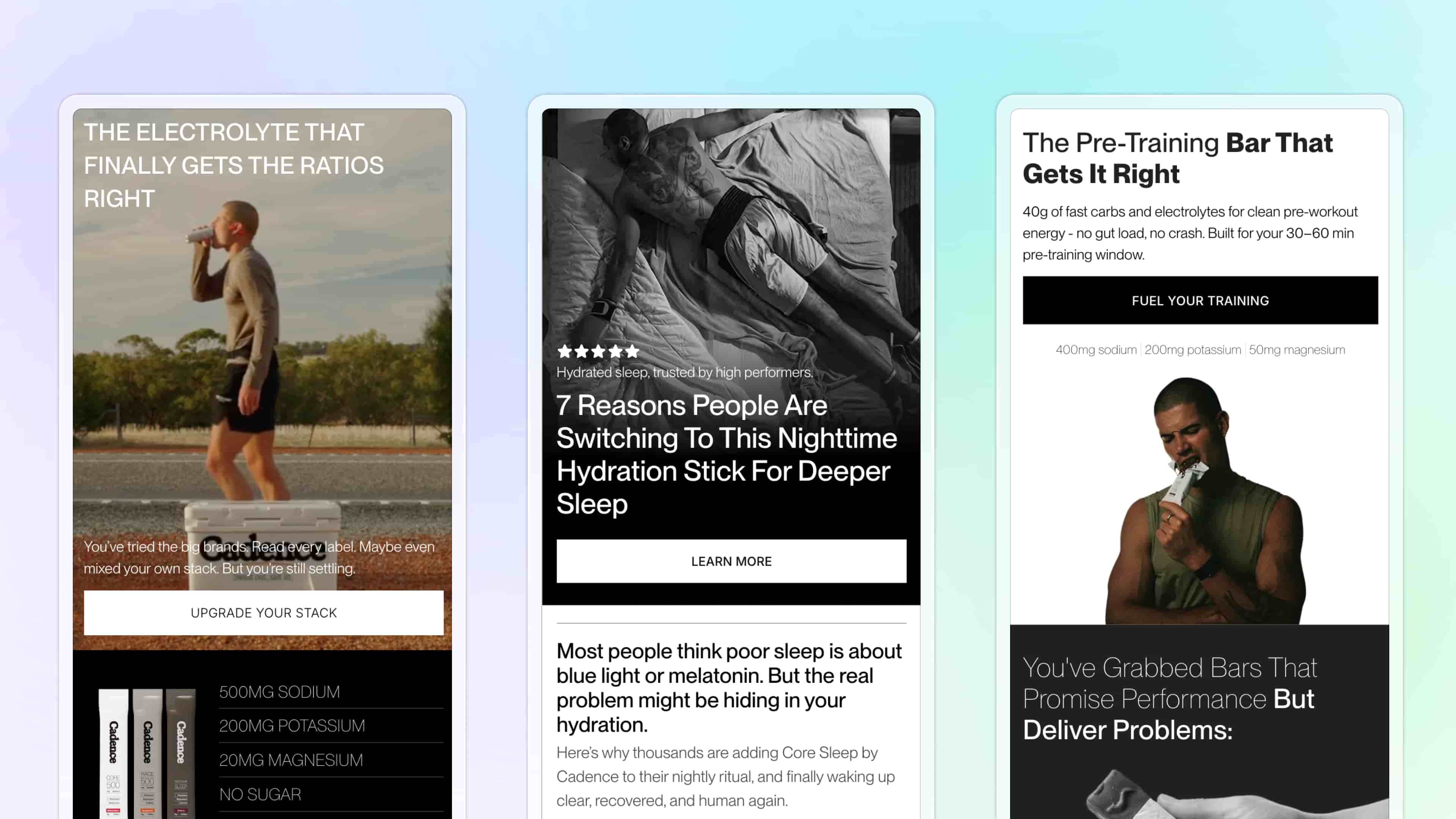 shopify landing pages designed by PM Digital for Cadence