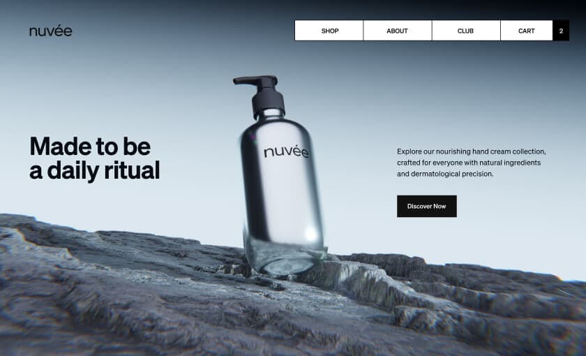 Nuvée storefront with a full-width product hero