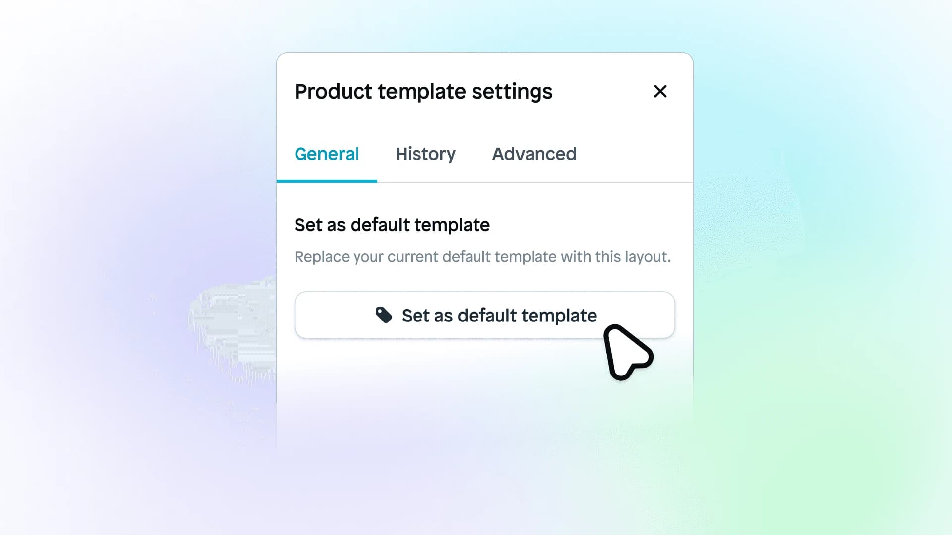 Set as default pdp tempalate feature