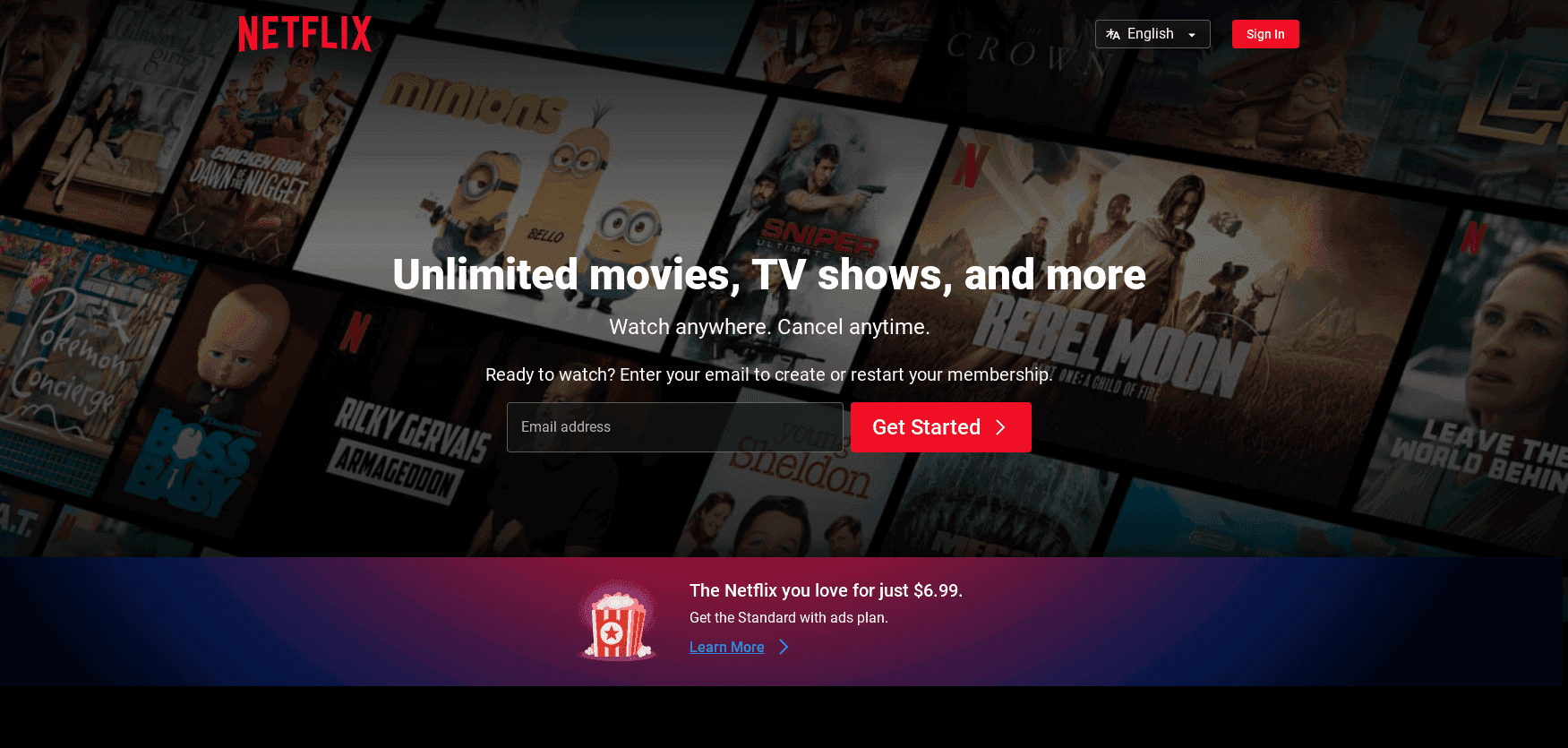 netflix sales page