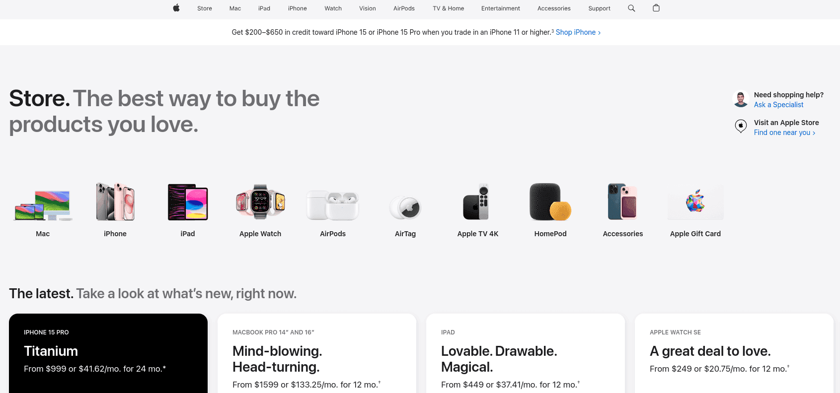 apple product sales pages