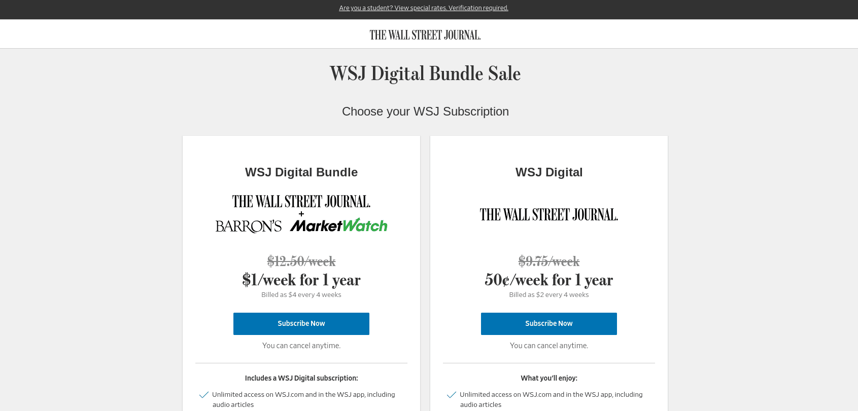 wall street journal sales page