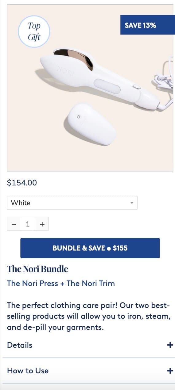 nori product bundle section