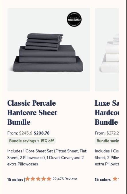 brooklinen product slider