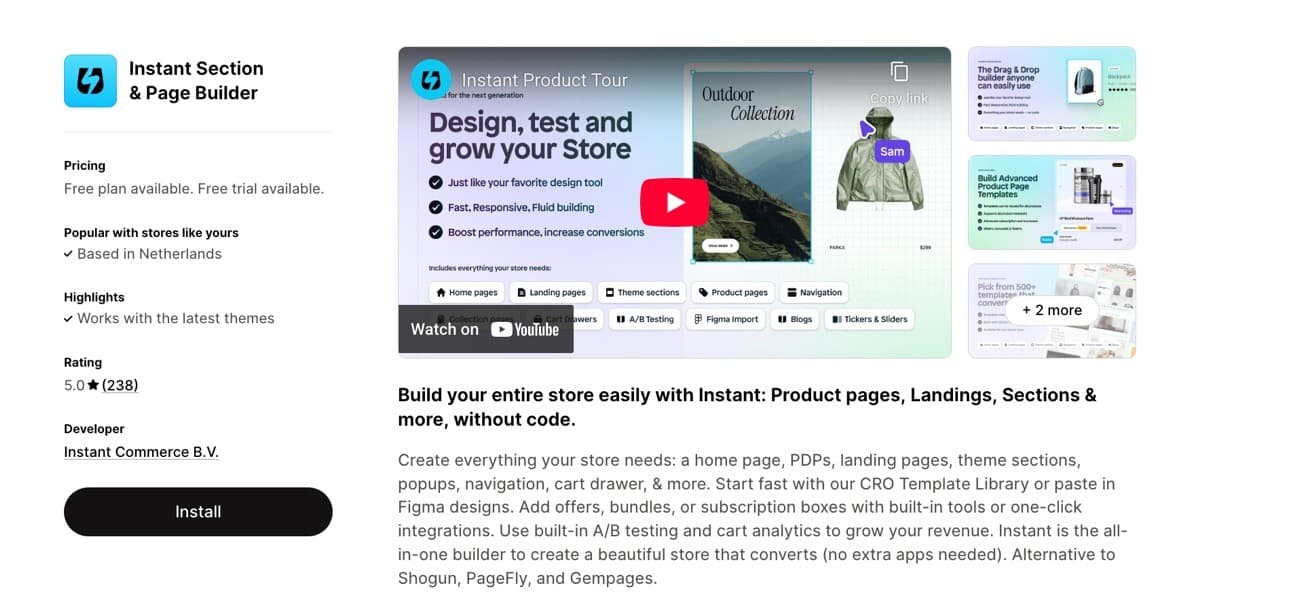 Instant Section & Page Builder