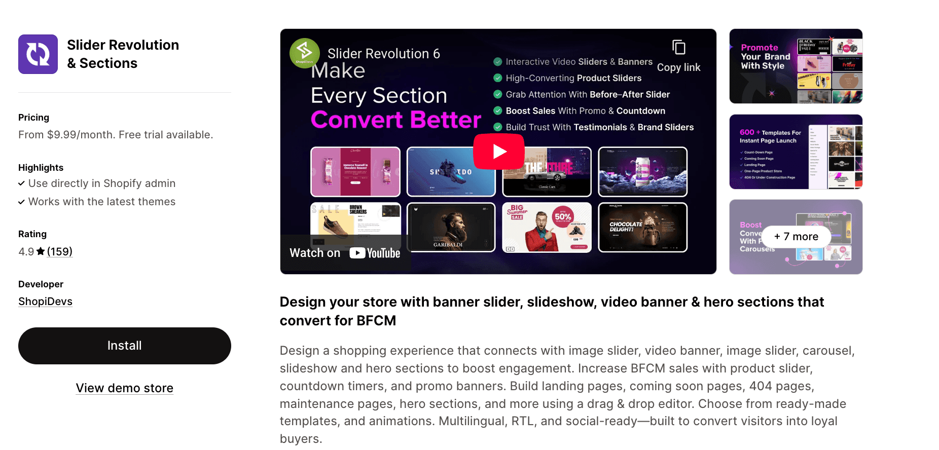 slider revolution and sections